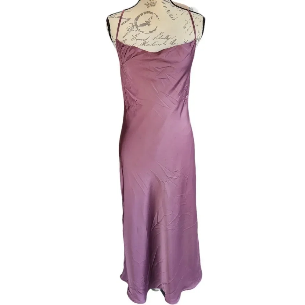 Show‎ Me Your Mumu NWOT Verona Cowl Dress Plum Satin Deluxe Size Small